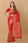 Vedant Vastram Soft Litchi Silk Kanjeevaram Saree - Red