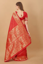 Vedant Vastram Soft Litchi Silk Kanjeevaram Saree - Red