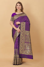 Vedant Vastram Soft Litchi Silk Kanjeevaram Saree - Violet