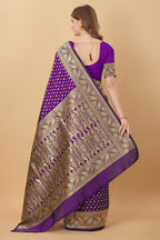 Vedant Vastram Soft Litchi Silk Kanjeevaram Saree - Violet