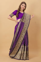 Vedant Vastram Soft Litchi Silk Kanjeevaram Saree - Violet