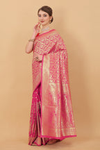 Vedant Vastram Soft Litchi Silk Kanjeevaram Saree - Pink