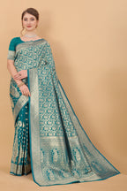 Vedant Vastram Soft Litchi Silk Kanjeevaram Saree - Rama