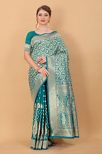 Vedant Vastram Soft Litchi Silk Kanjeevaram Saree - Rama