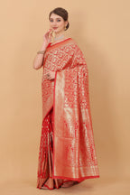 Vedant Vastram Soft Litchi Silk Kanjeevaram Saree - Red