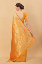Vedant Vastram Soft Litchi Silk Kanjeevaram Saree - Yellow
