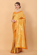 Vedant Vastram Soft Litchi Silk Kanjeevaram Saree - Yellow