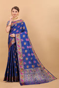 Vedant Vastram Soft Litchi Silk Kanjeevaram Saree - Royal Blue