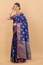 Vedant Vastram Soft Litchi Silk Kanjeevaram Saree - Royal Blue