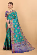 Vedant Vastram Soft Litchi Silk Kanjeevaram Saree - Rama