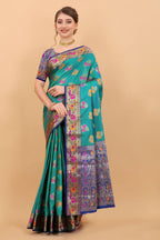 Vedant Vastram Soft Litchi Silk Kanjeevaram Saree - Rama