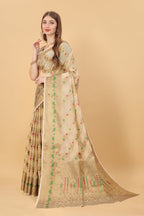 Vedant Vastram Soft Cotton Silk Banarasi Silk Saree - Beige