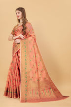 Vedant Vastram Soft Cotton Silk Banarasi Silk Saree - Peach