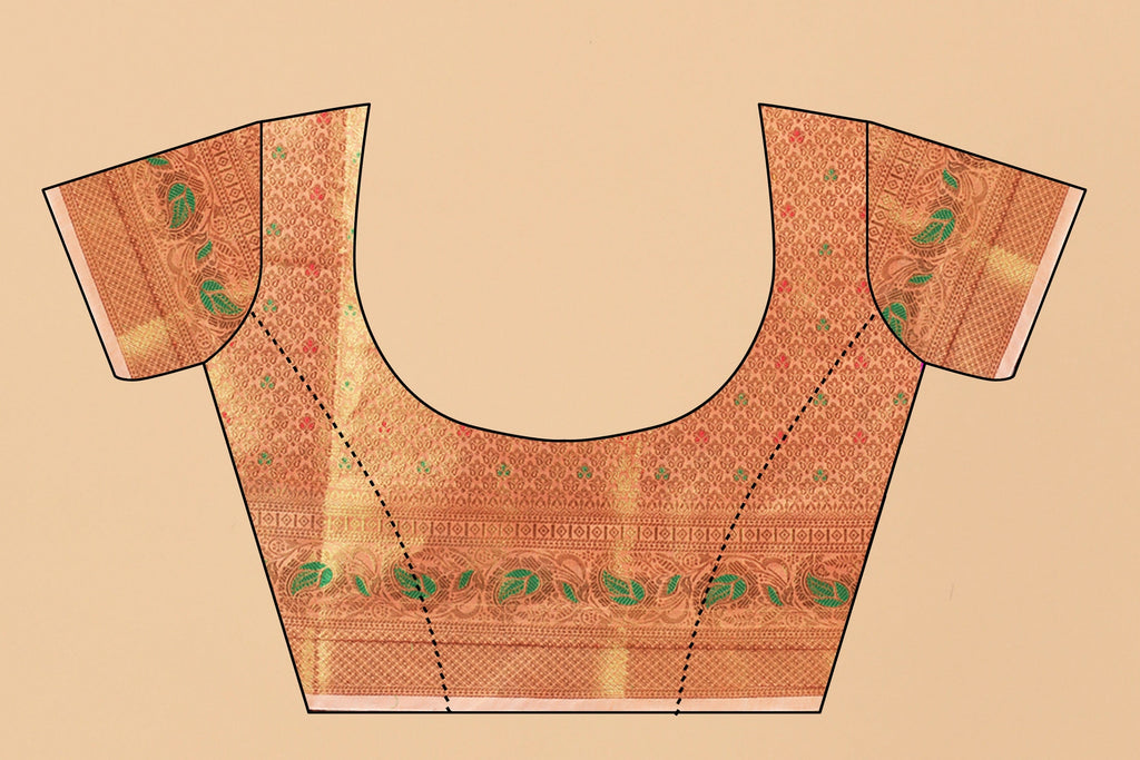 Vedant Vastram Soft Cotton Silk Banarasi Silk Saree - Peach
