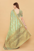 Vedant Vastram Soft Cotton Silk Banarasi Silk Saree - Pista