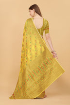 Vedant Vastram Soft Cotton Silk Banarasi Silk Saree - Yellow