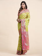 Vedant Vastram Organza Silk Kanjeevaram Saree - Lemon