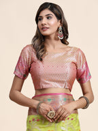 Vedant Vastram Organza Silk Kanjeevaram Saree - Lemon