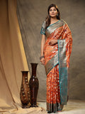 Vedant Vastram Organza Silk Kanjeevaram Saree - Peach