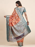 Vedant Vastram Organza Silk Kanjeevaram Saree - Peach