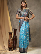 Vedant Vastram Organza Silk Kanjeevaram Saree - Skyblue