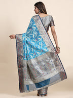 Vedant Vastram Organza Silk Kanjeevaram Saree - Skyblue