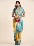 Vedant Vastram Organza Silk Kanjeevaram Saree - Yellow