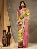 Vedant Vastram Organza Silk Kanjeevaram Saree - Lemon