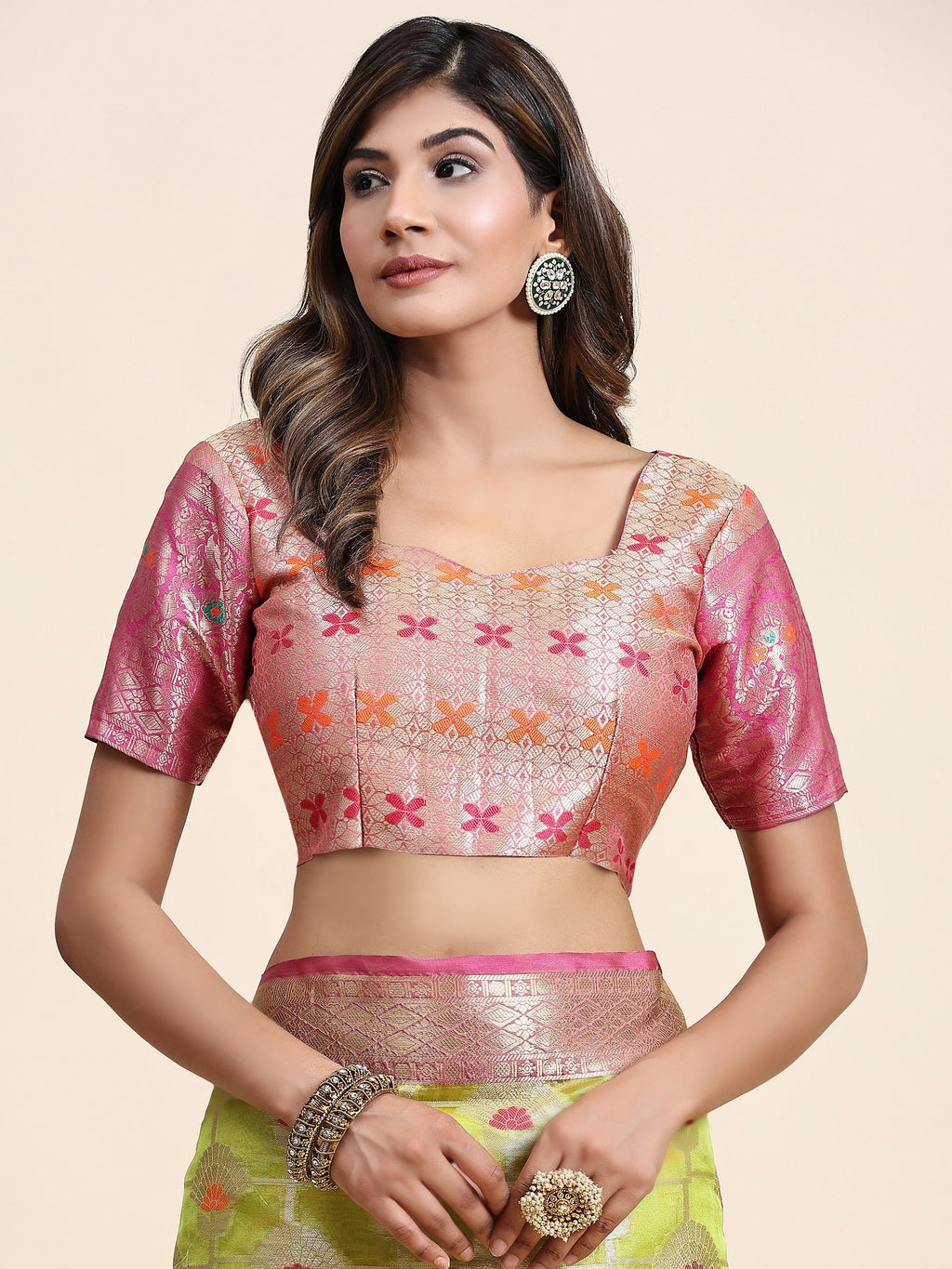 Vedant Vastram Organza Silk Kanjeevaram Saree - Lemon