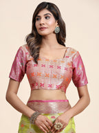 Vedant Vastram Organza Silk Kanjeevaram Saree - Lemon