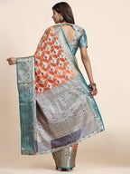 Vedant Vastram Organza Silk Kanjeevaram Saree - Peach