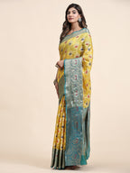 Vedant Vastram Organza Silk Kanjeevaram Saree - Yellow
