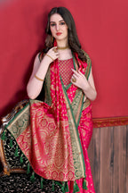 Vedant Vastram Soft Litchi Silk Kanjeevaram Saree - Pink