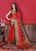 Vedant Vastram Soft Litchi Silk Kanjeevaram Saree - Red