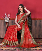 Vedant Vastram Soft Litchi Silk Kanjeevaram Saree - Red