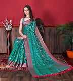Vedant Vastram Soft Litchi Silk Kanjeevaram Saree - Seegreen