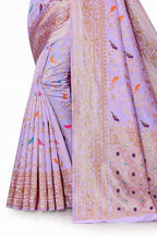 Vedant Vastram Soft Litchi Silk Kanjeevaram Saree - Lavender