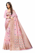 Vedant Vastram Soft Litchi Silk Kanjeevaram Saree - Pink