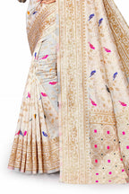 Vedant Vastram Soft Litchi Silk Kanjeevaram Saree - White