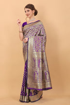 Vedant Vastram Soft Litchi Silk Kanjeevaram Saree - Violet