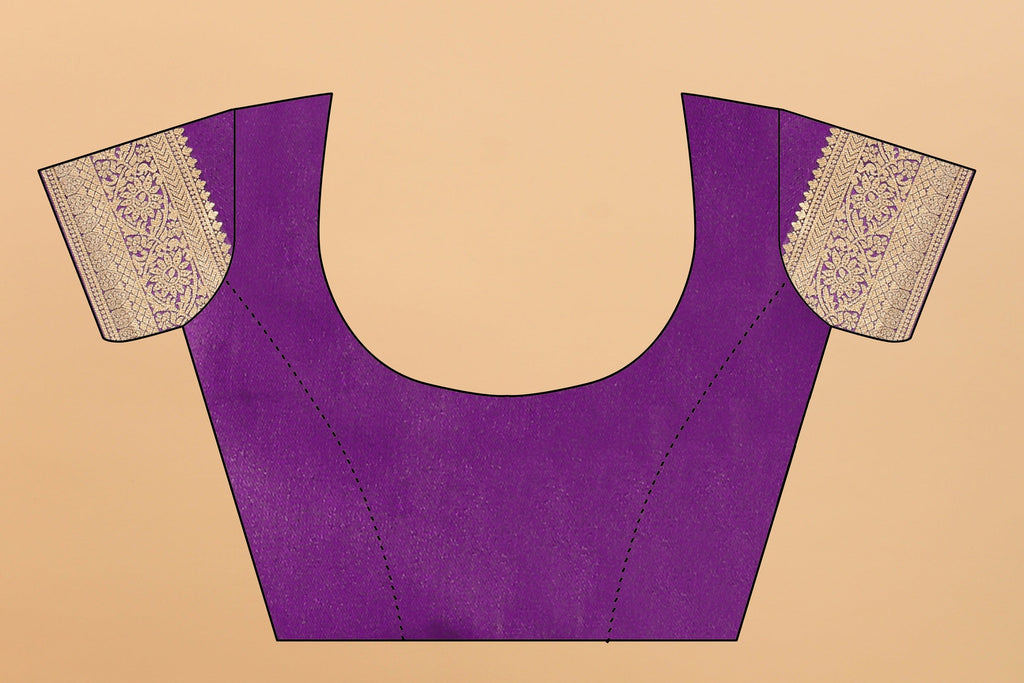 Vedant Vastram Soft Litchi Silk Kanjeevaram Saree - Violet