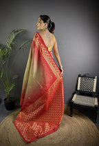 Joban Fashion Beige Handloom Silk Ikkat Saree - Distacart