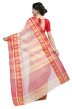 Exclusive Collection White Red 100% Pure Cotton Tant Saree - Distacart