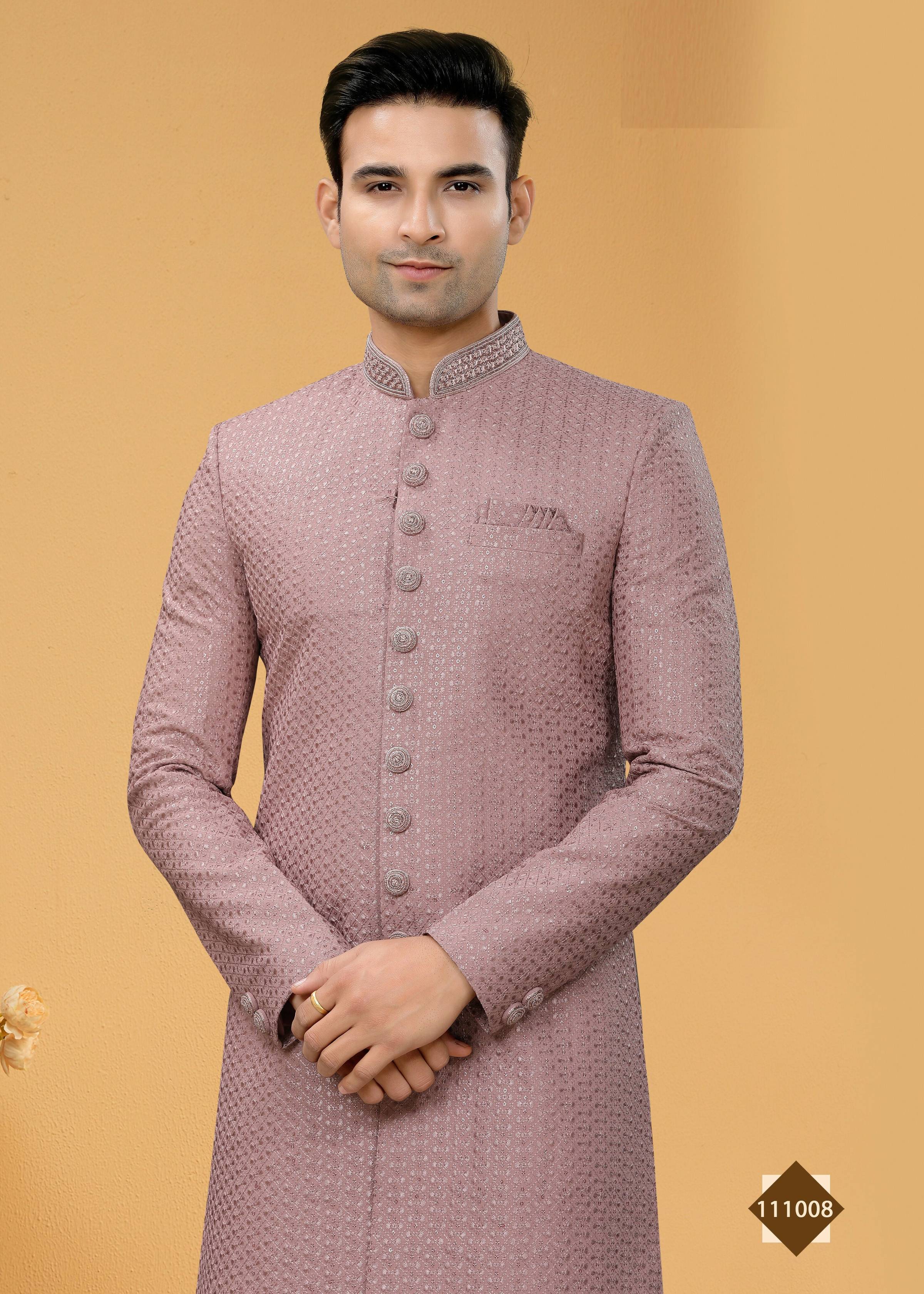 Joban Fashion Men's Light Purple Seltor Plain Kurta Pyjama set