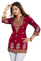 Snehal Creations Endearing Ethnicity Short Red Tunic