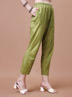 Mirror Embroidered & Striped Printed Cotton Kurta With Pant & Dupatta Set, Multicolor - Hiral Fashion - Distacart