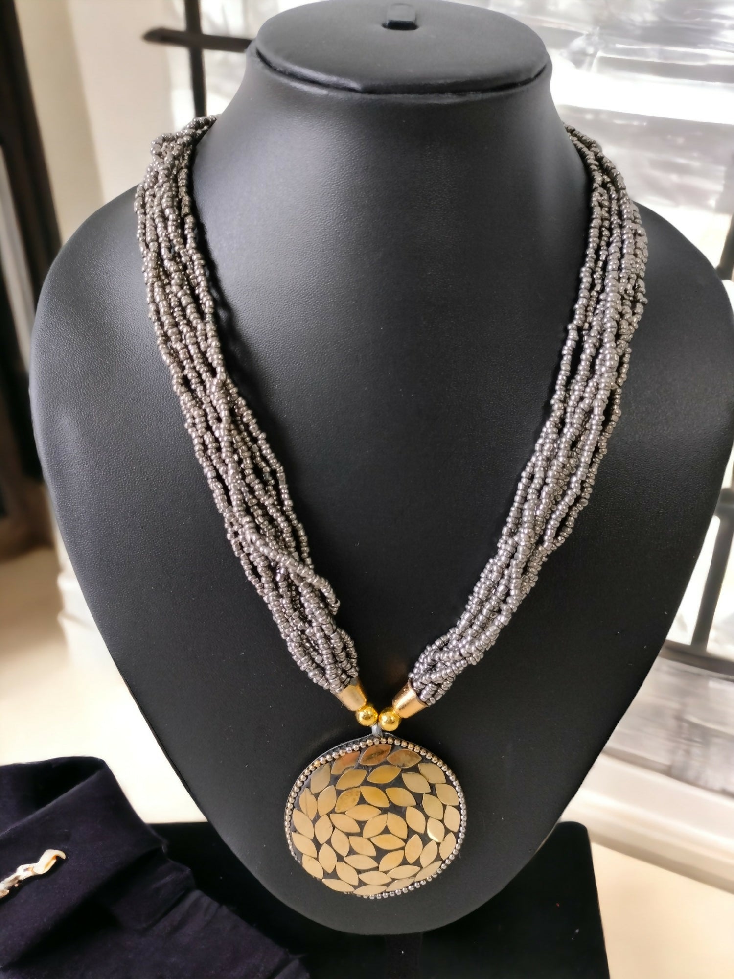 Inhanns Everyday Statement Beaded Pendant Necklace - Gray