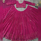 Jyoti Fashion Women's Rani Pink Faux Georgette 3MM Sequins Embroidered Designer Lehenga Choli Set