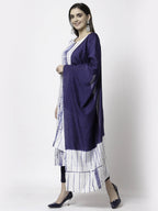 Myshka Women White Viscose Printed 3/4 Sleeve Round Neck Kurta Pant Dupatta Set