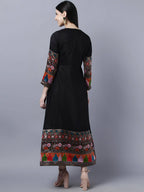 Myshka Women Black Embroidered Detail Anarkali Kurta With Dupatta - Distacart